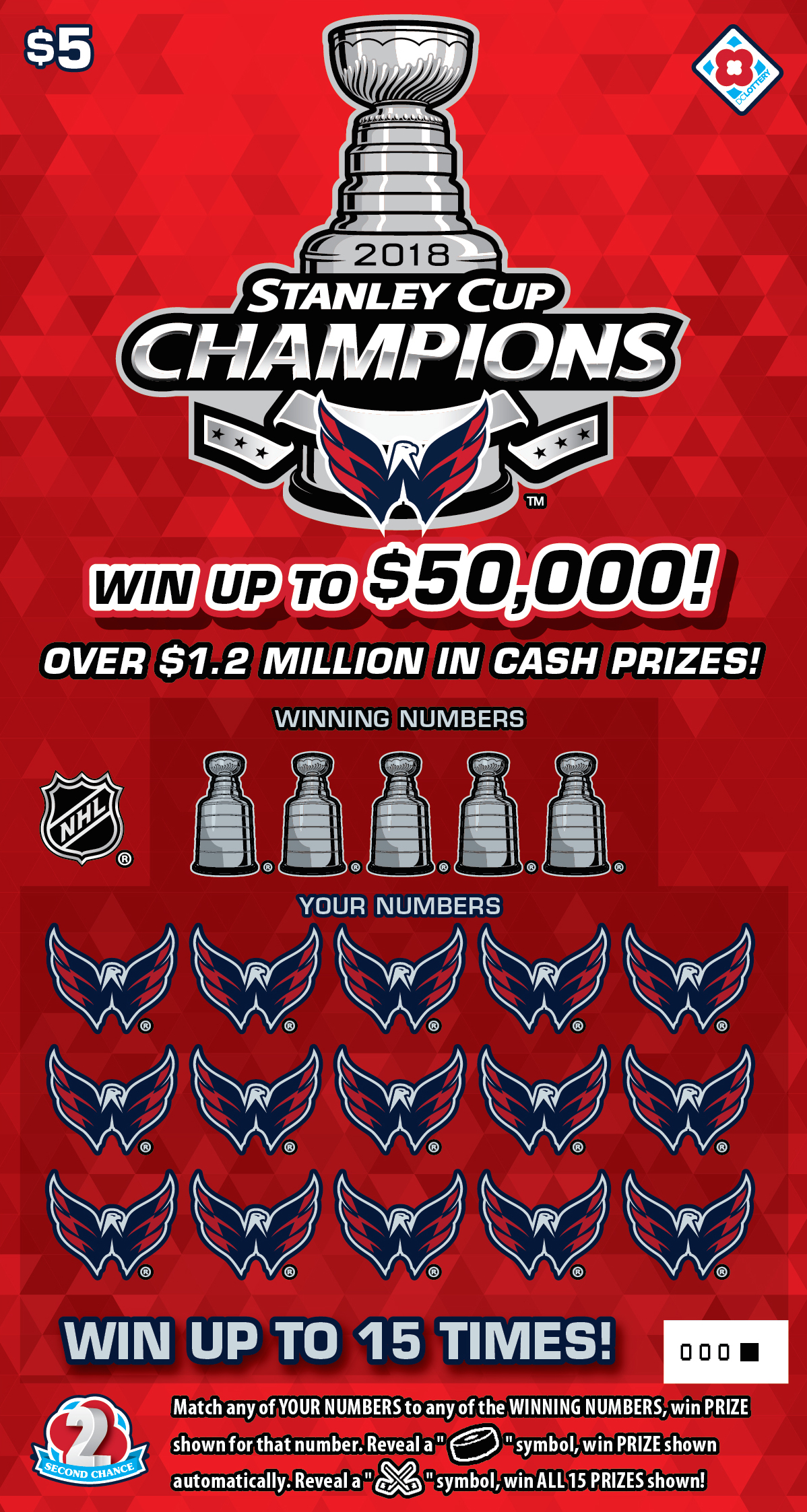 Washington Capitals 18 Stanley Cup Champions Dc Lottery