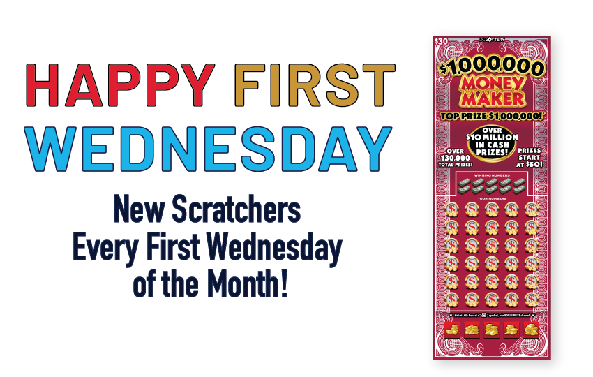 Banner reading, Happy First Wednesday New Scratchers Every First Wednesday of the Month!