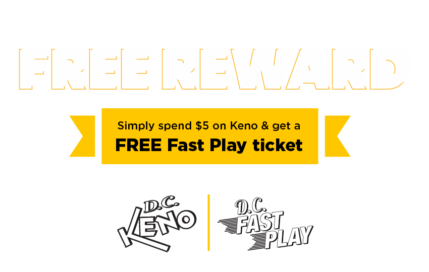 Banner reading, Free Reward, Simply spend $5 on Keno & get a FREE Fast Play ticket