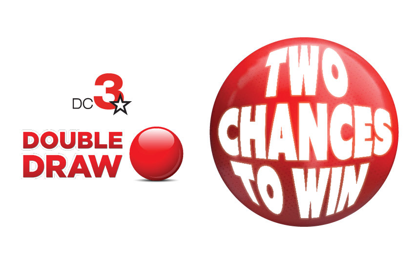 DC 3 Double Draw promotional text shown on white background.