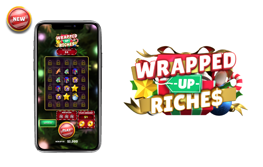 DC iLottery e-Instant, Wrapped up Riches shown on mobile device