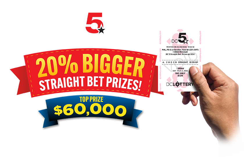 image with DC 5 ticket and text