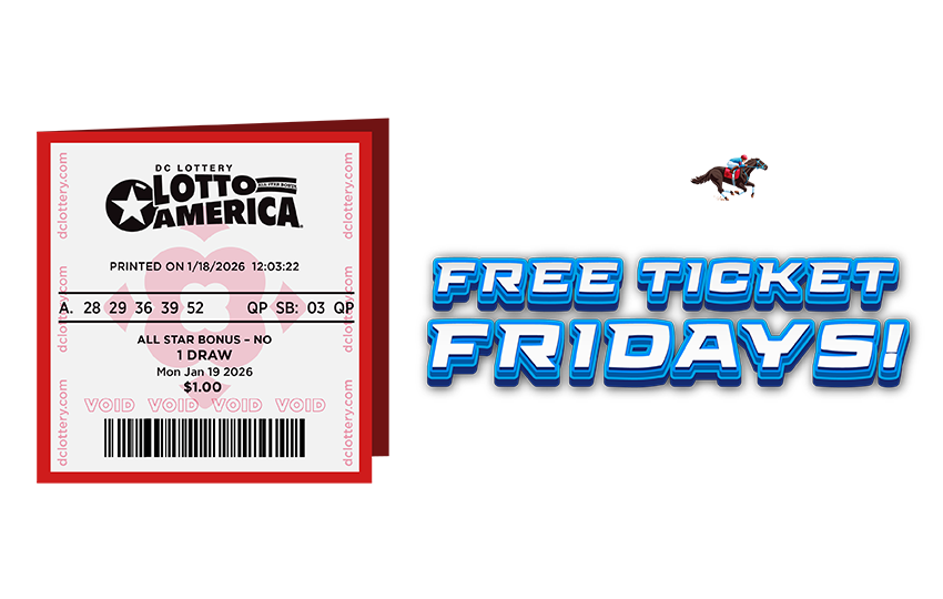 Image showing DC Lottery Lotto America ticket and text 