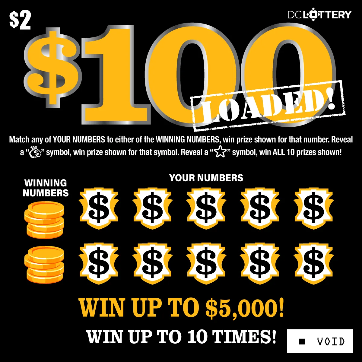 $100 LOADED! scratch-off ticket