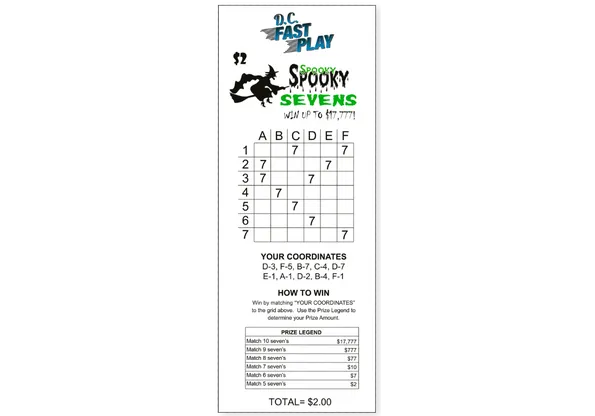 DC Lottery Fast Plat ticket, Spooky 7s 