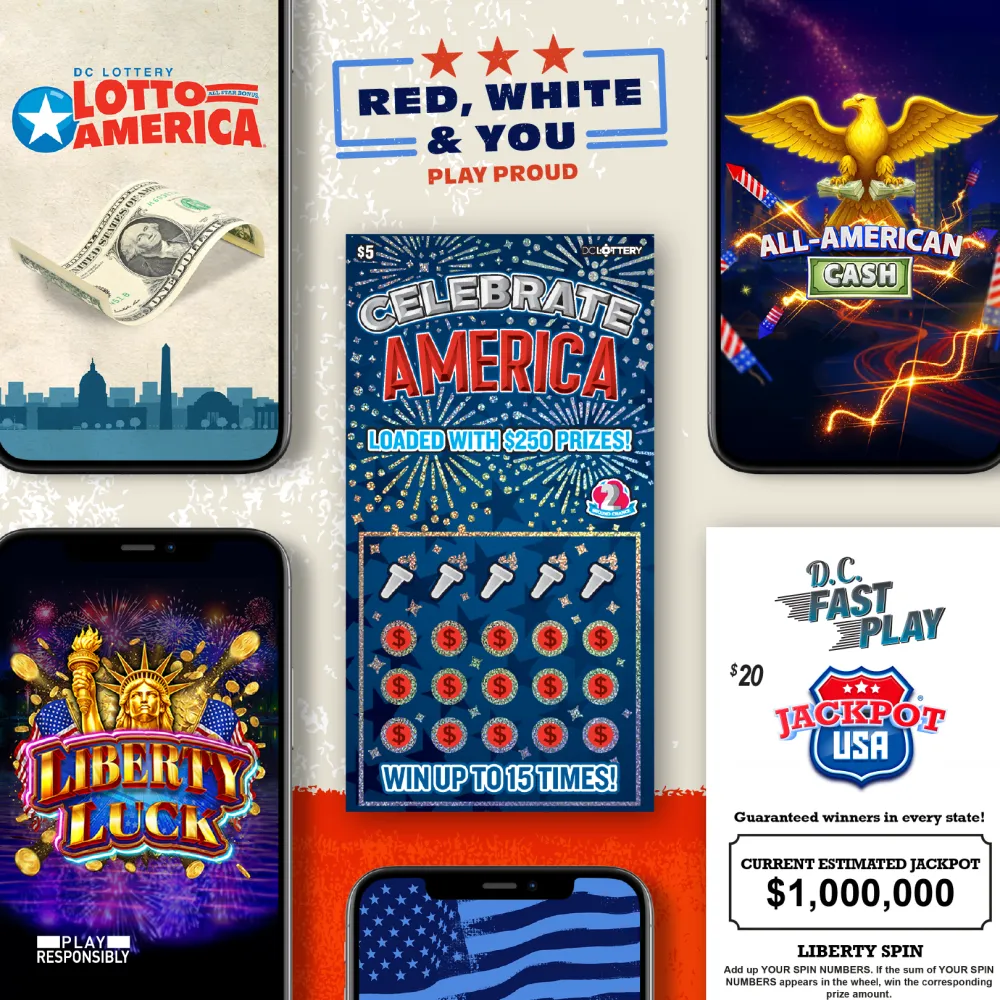 Image with DC Lottery games and text, Red, White & You