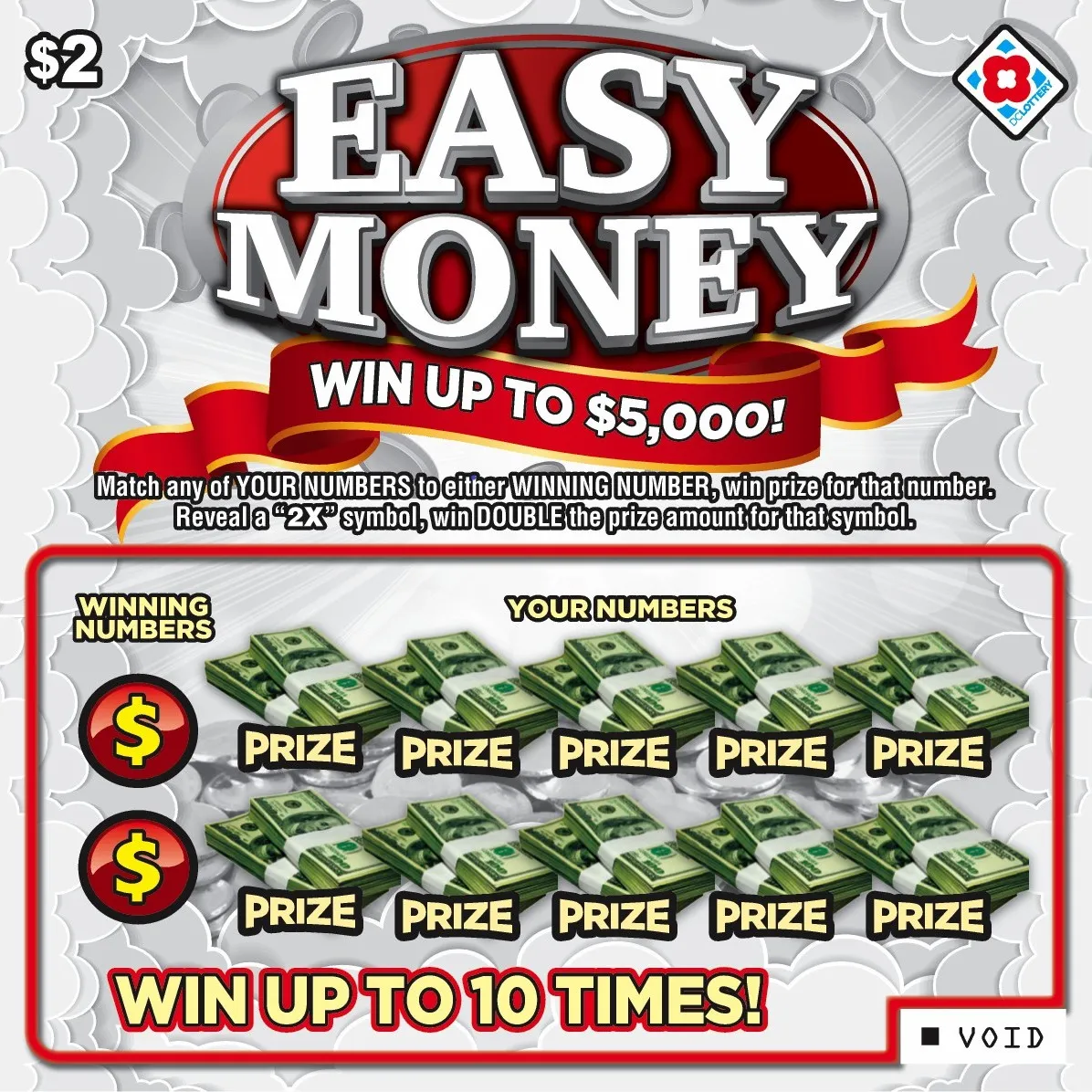 Easy Money scratcher from Washington DC Lottery