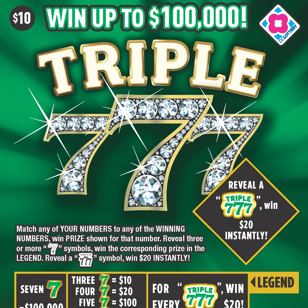 Triple 777 scratcher from Washington DC Lottery