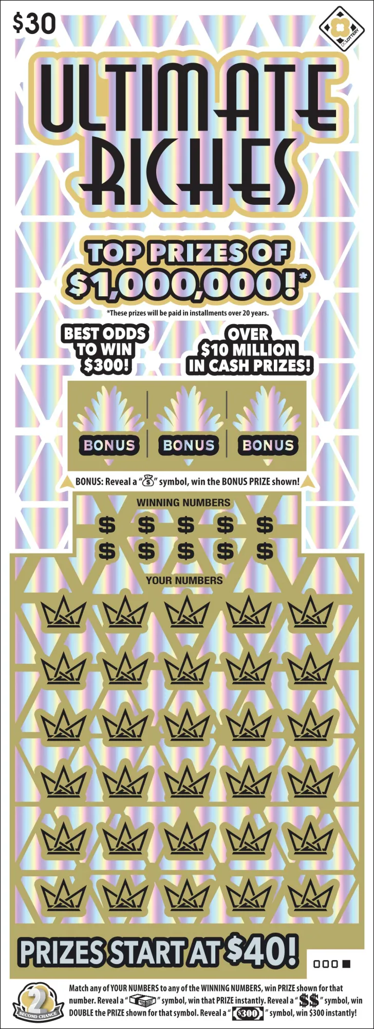 Ultimate Riches scratcher from Washington DC Lottery