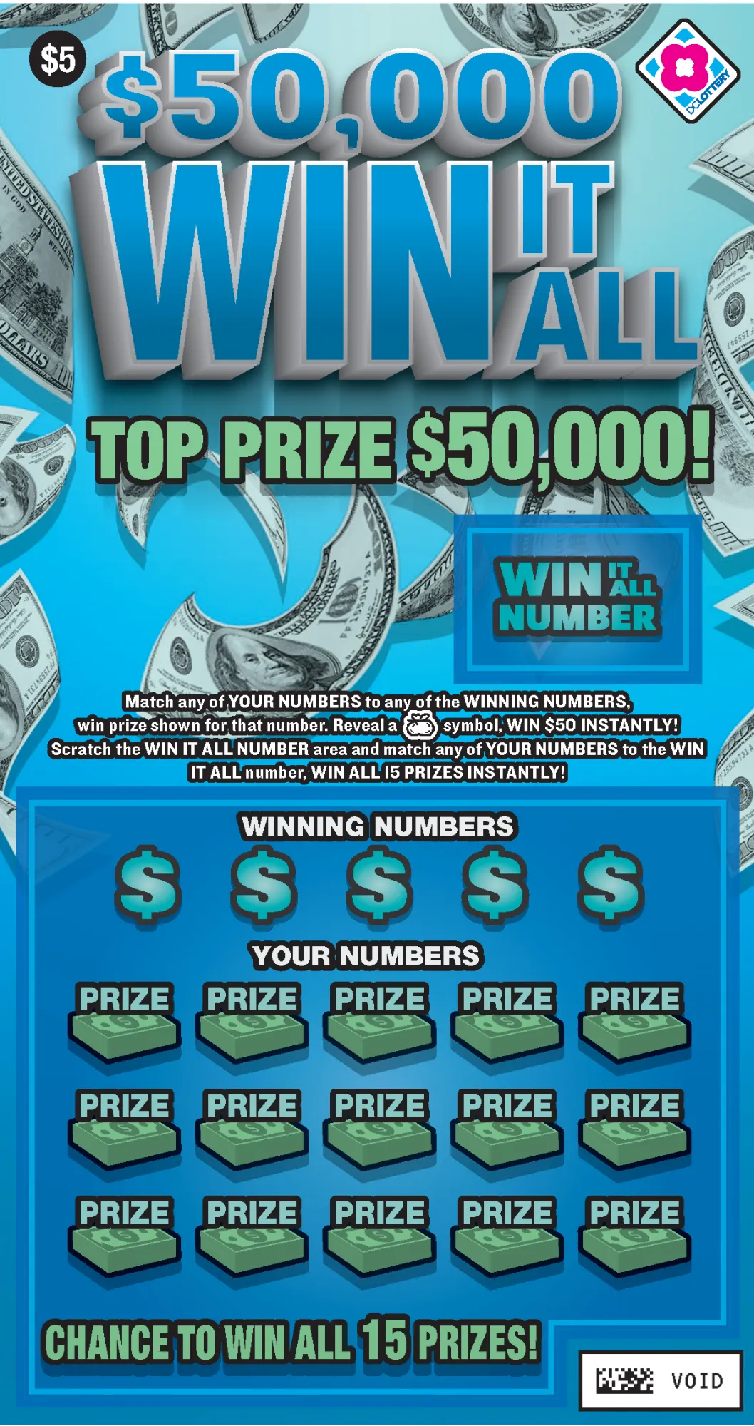 Win It All scratcher from Washington DC Lottery