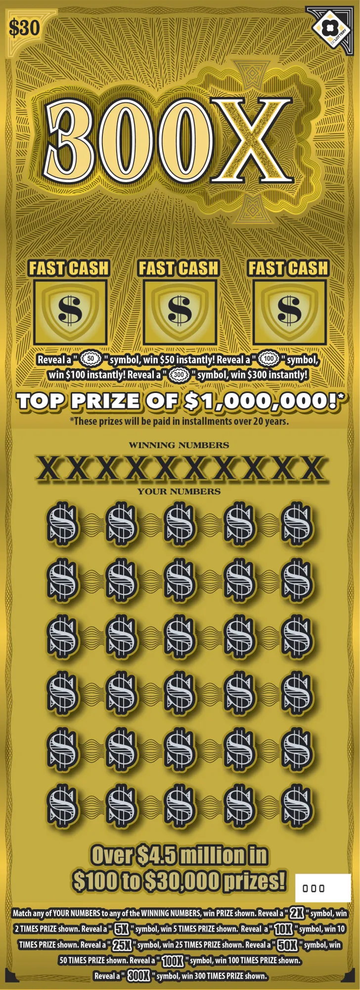 300X scratcher from Washington DC Lottery