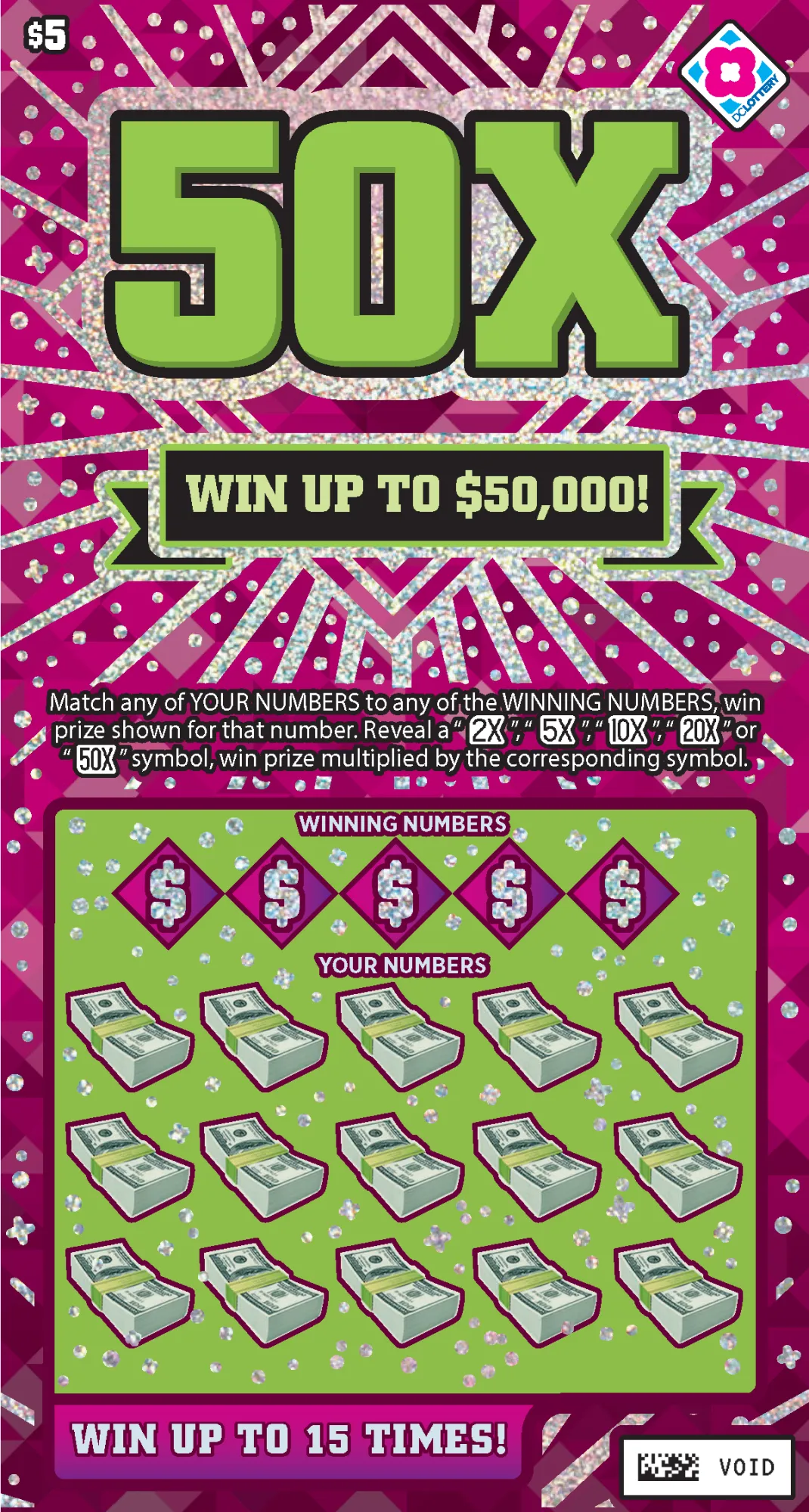 50X scratcher from Washington DC Lottery