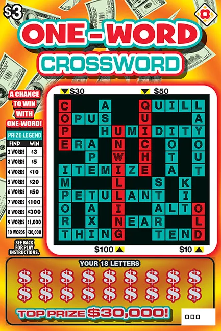 One-Word Crossword scratcher from Washington DC Lottery