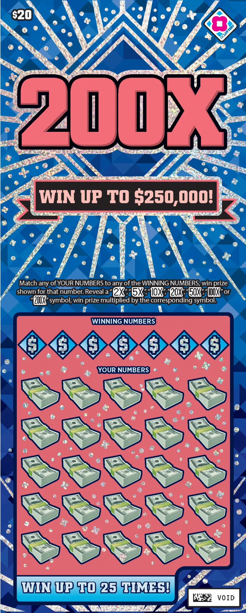 200X scratcher from Washington DC Lottery