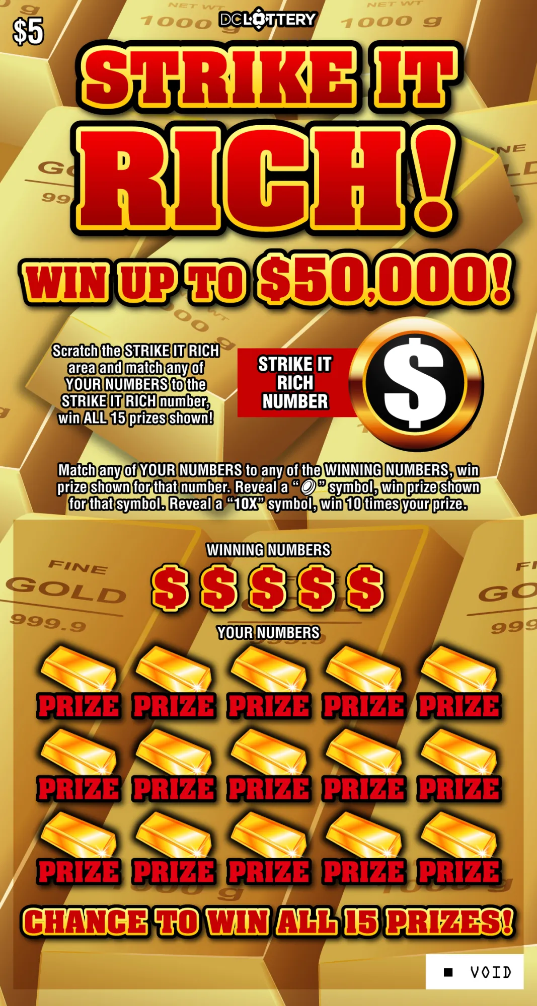 Strike It Rich scratcher from Washington DC Lottery