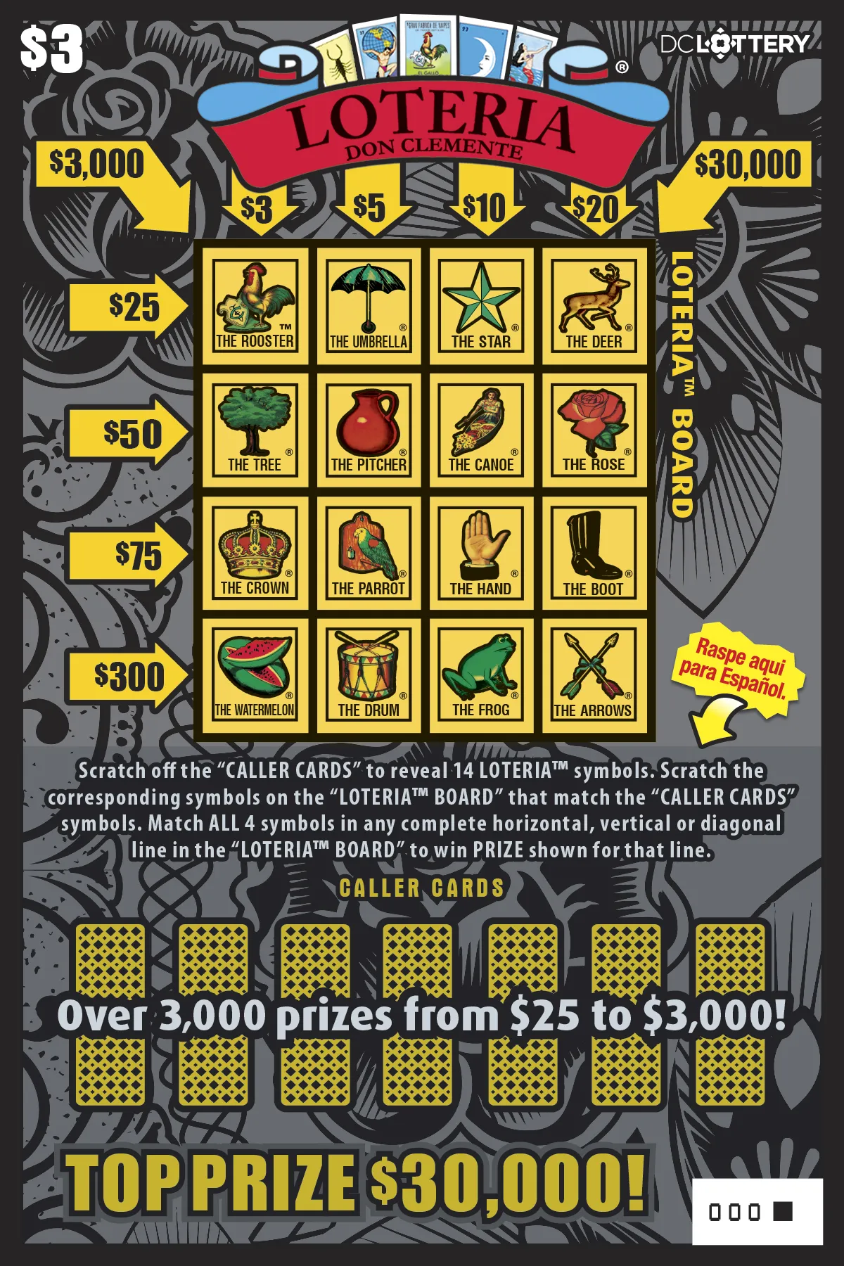 LOTERIA™ scratcher from Washington DC Lottery