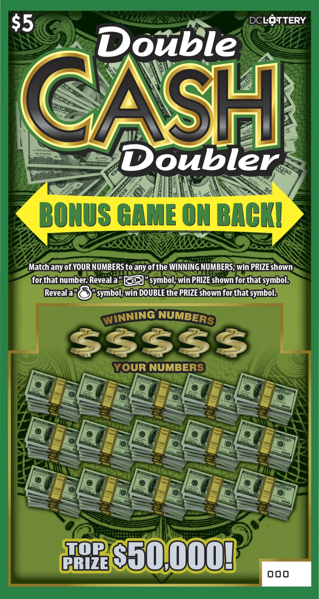 Double Cash Doubler scratcher from Washington DC Lottery