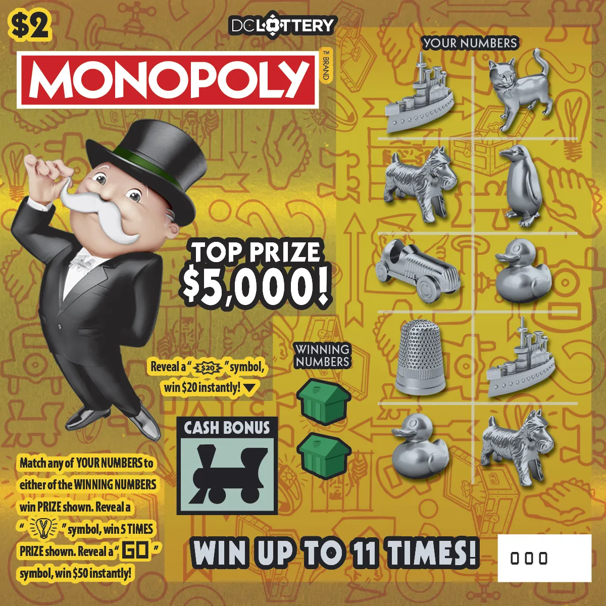 MONOPOLY scratcher from Washington DC Lottery