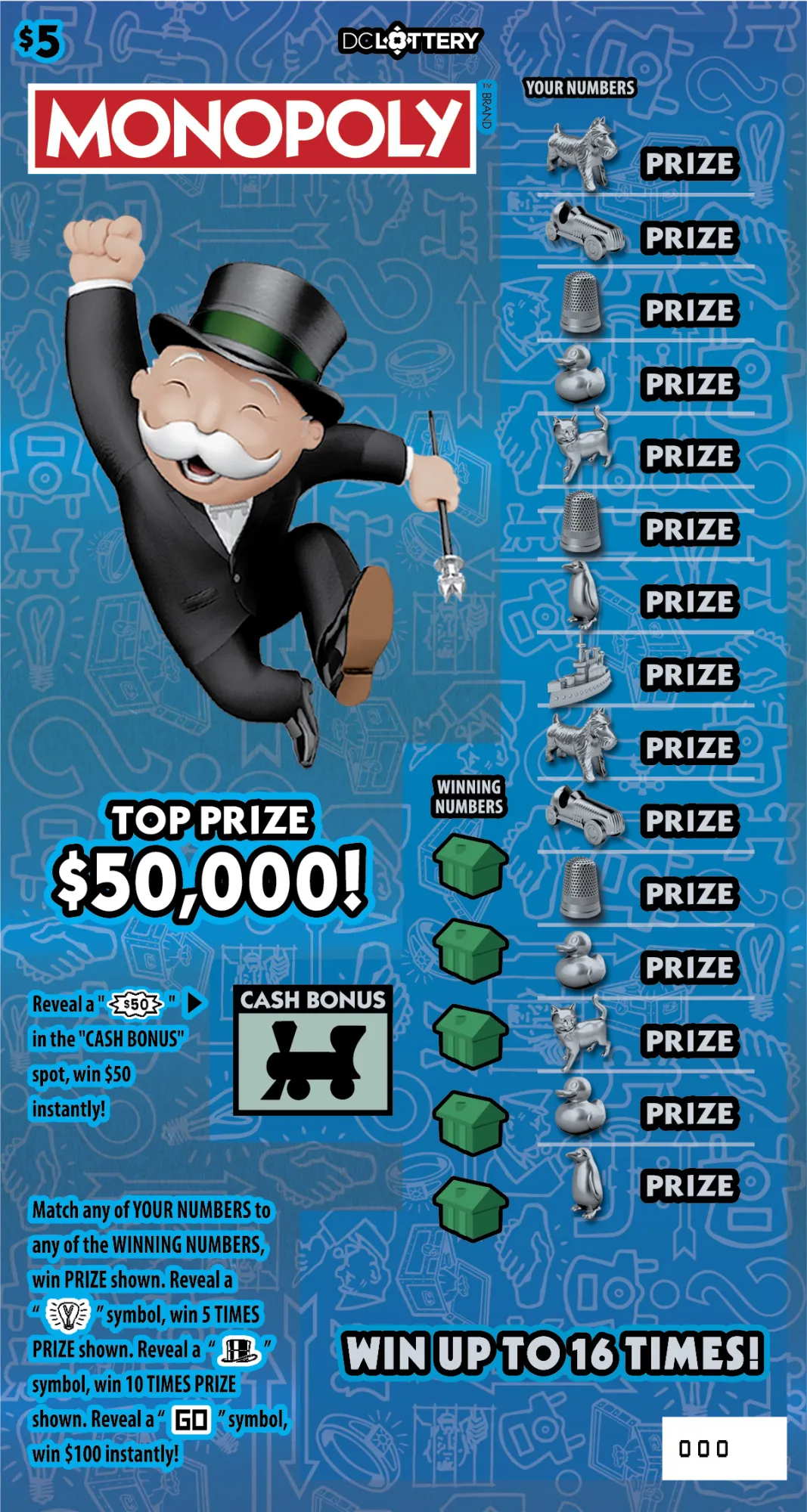 MONOPOLY scratcher from Washington DC Lottery