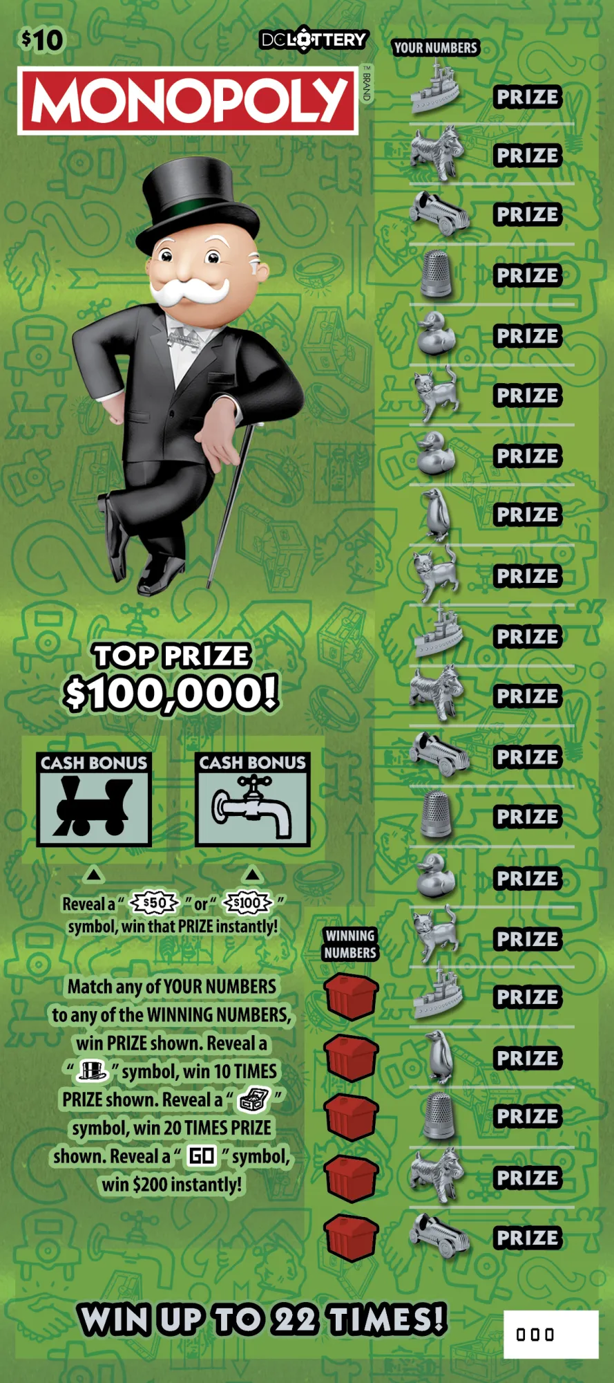 MONOPOLY scratcher from Washington DC Lottery
