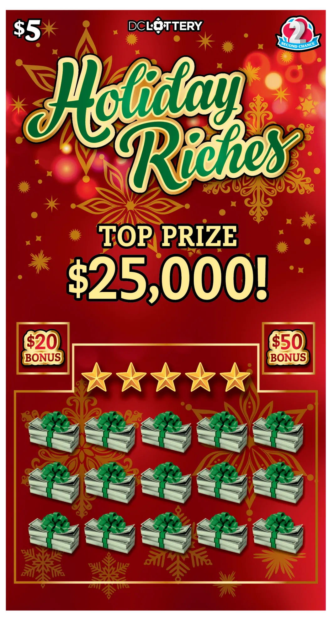 Holiday Riches scratcher from Washington DC Lottery
