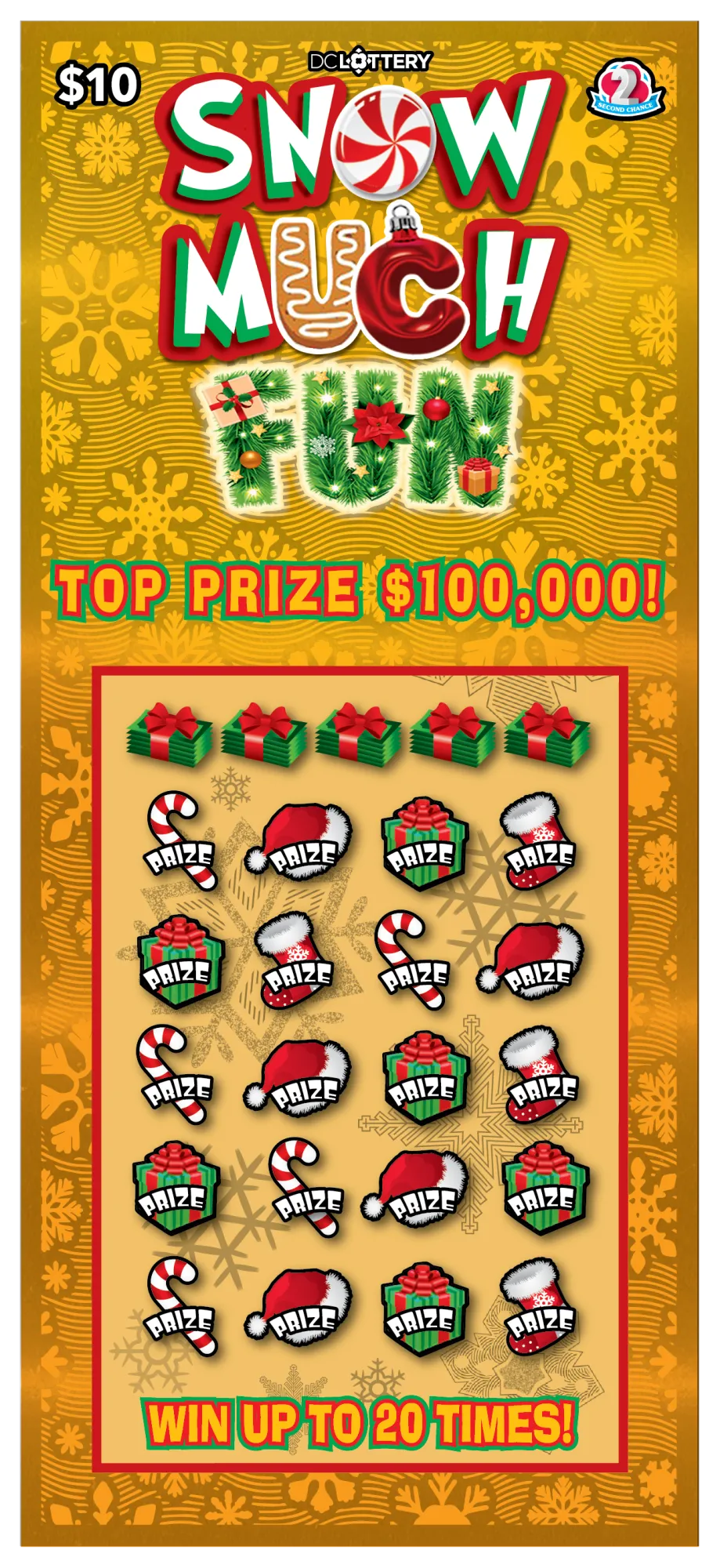 Snow Much Fun scratcher from Washington DC Lottery