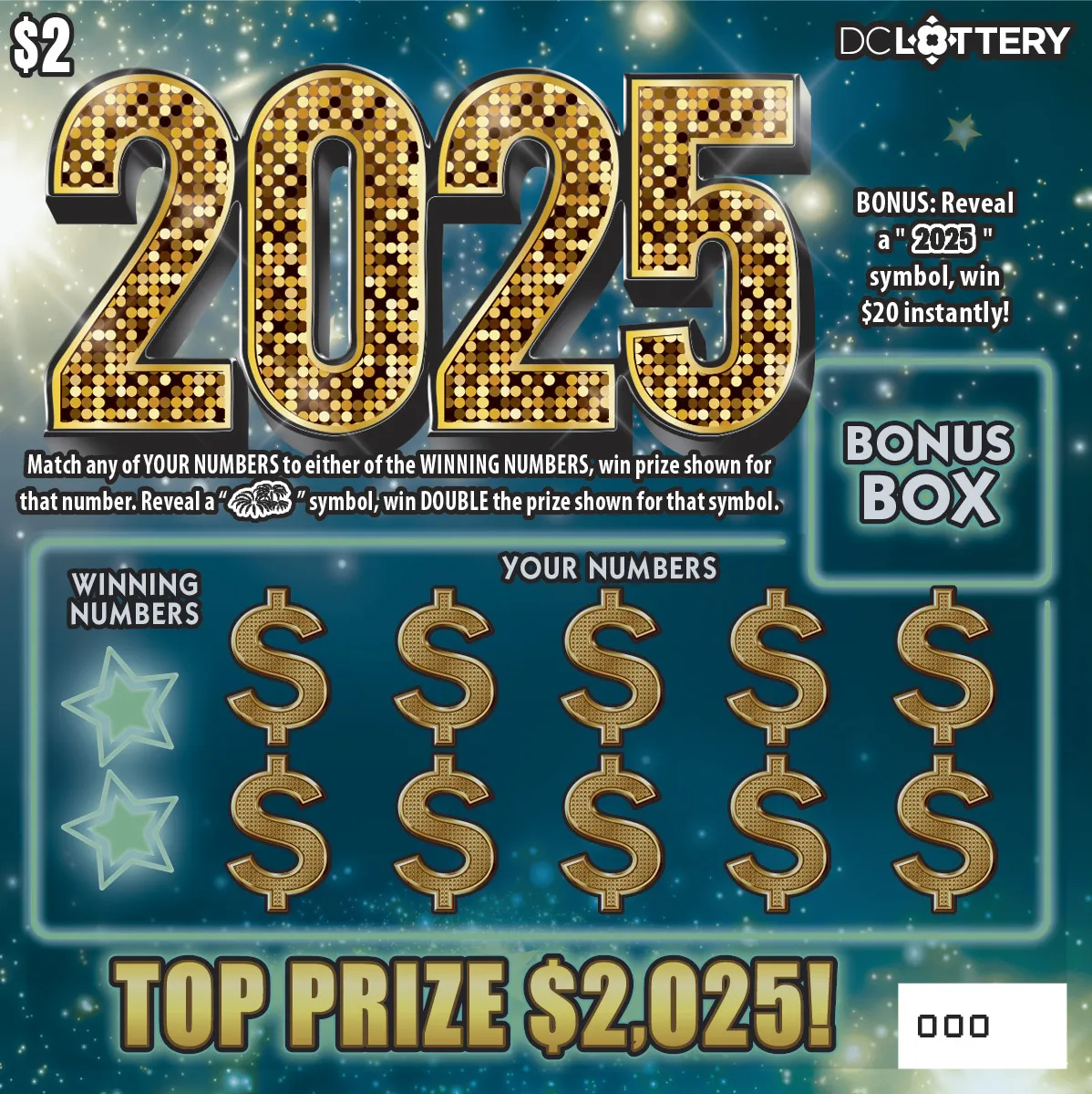 2025 scratcher from Washington DC Lottery