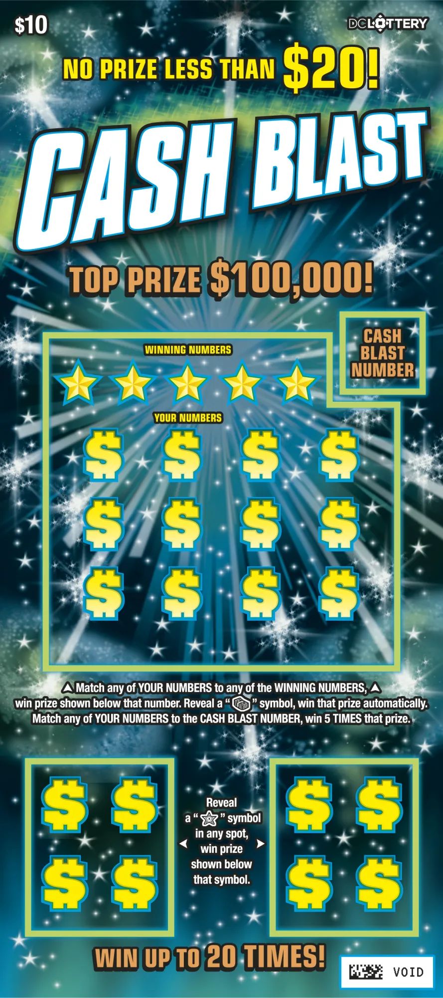 Cash Blast scratcher from Washington DC Lottery