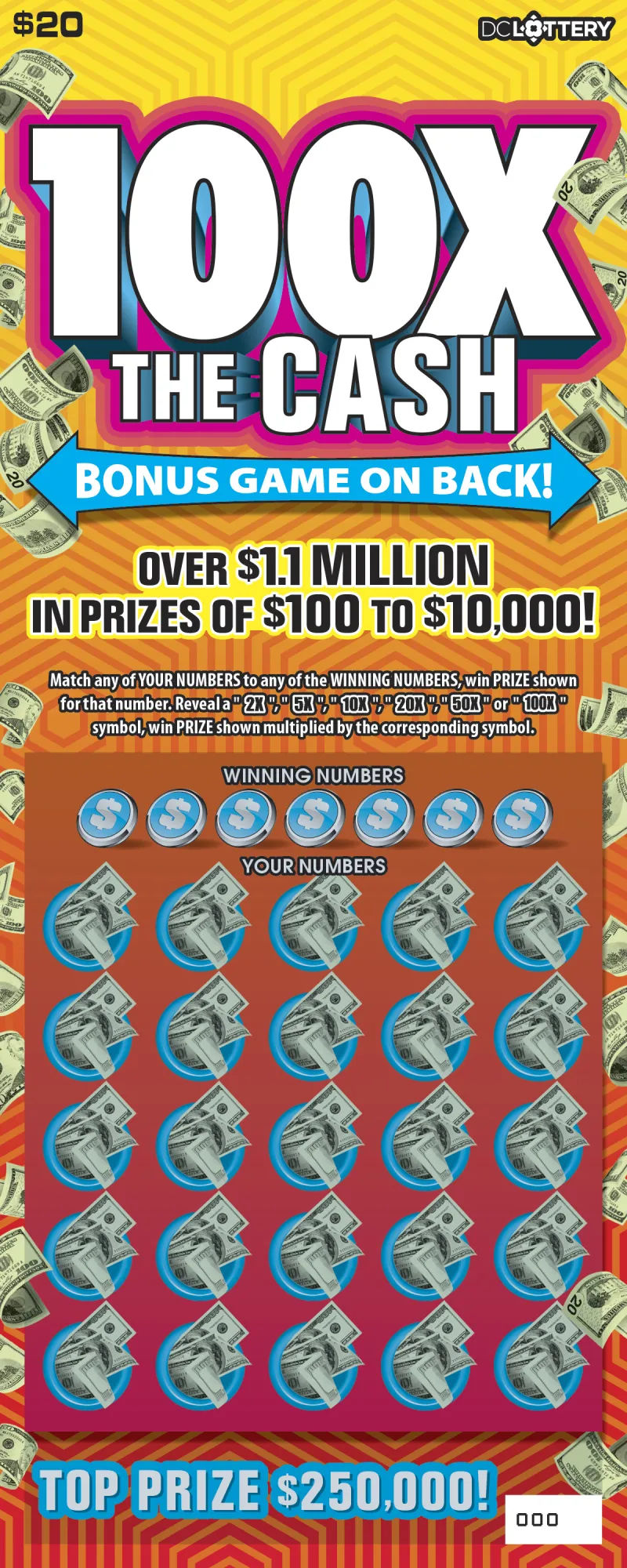 100X the Cash scratcher from Washington DC Lottery