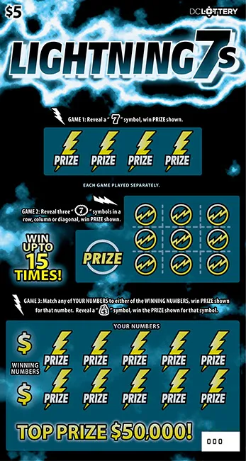 Lightening 7s scratcher from Washington DC Lottery