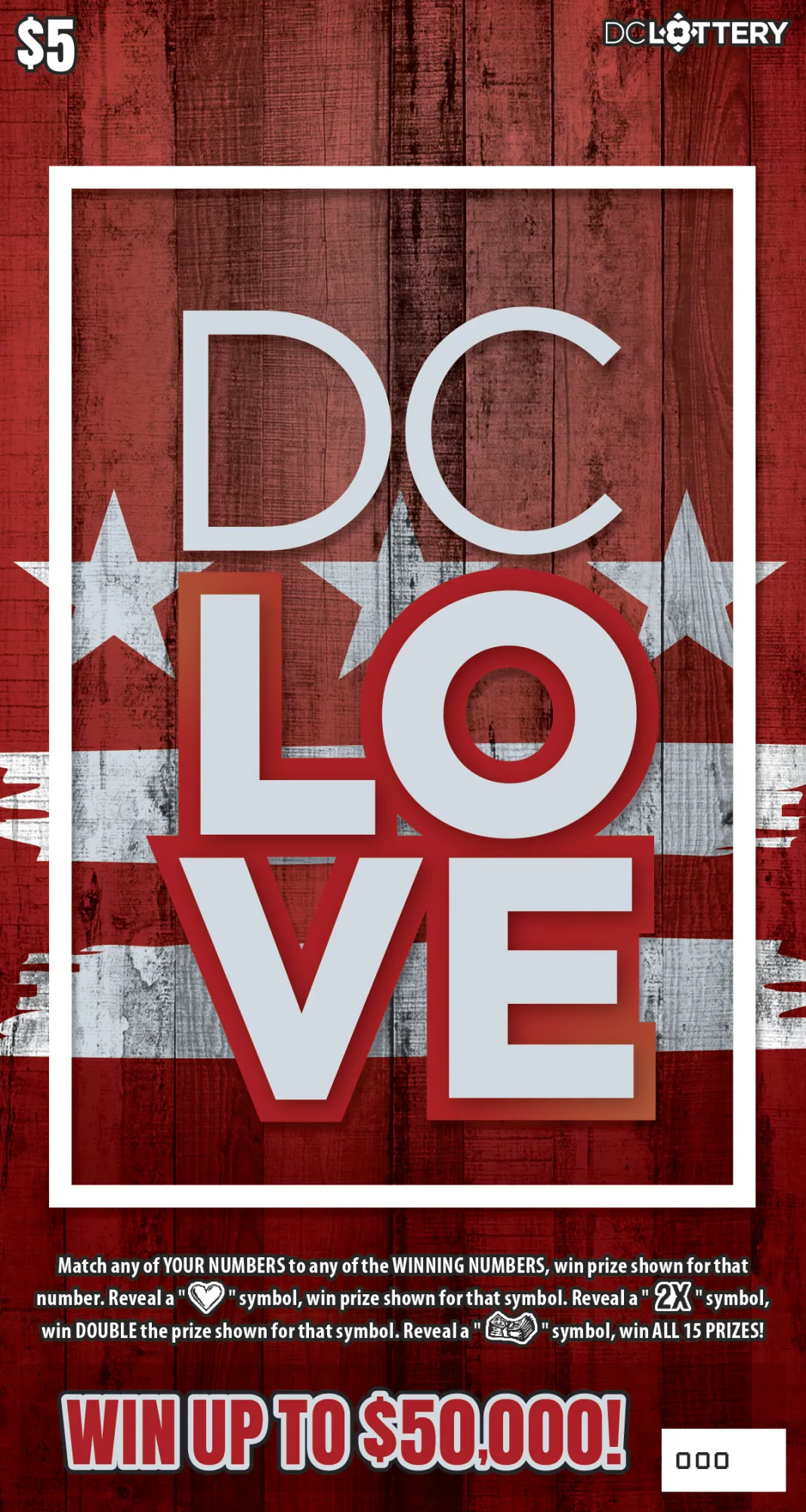 DC LOVE scratcher from Washington DC Lottery