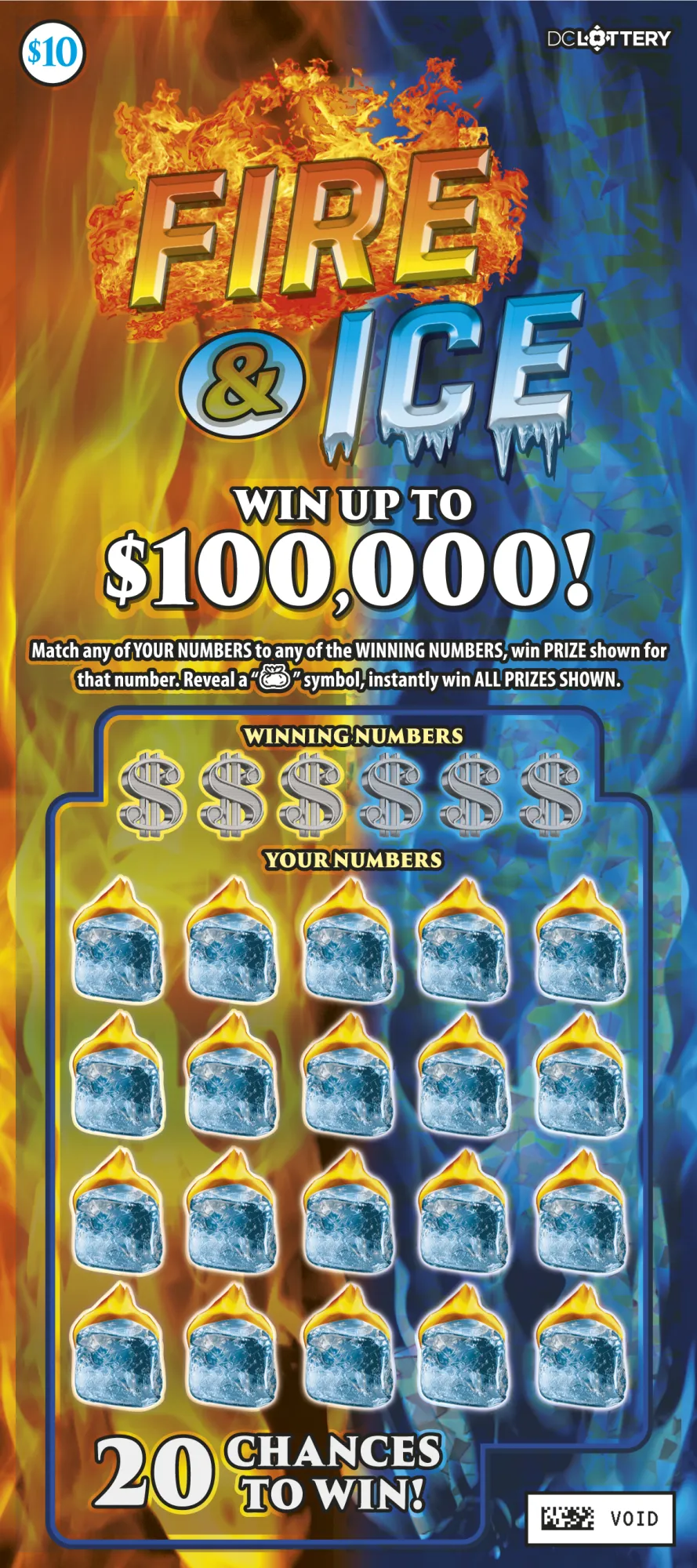 Fire & Ice scratcher from Washington DC Lottery