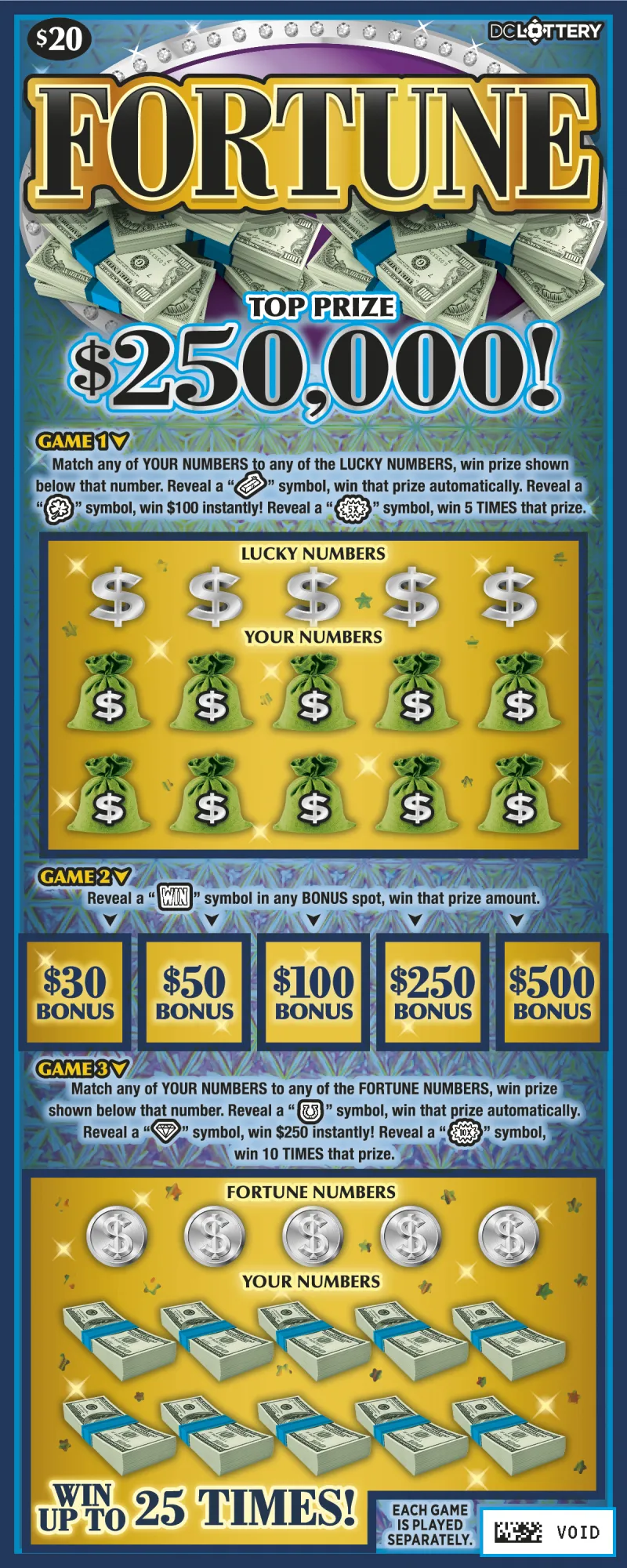 Fortune scratcher from Washington DC Lottery