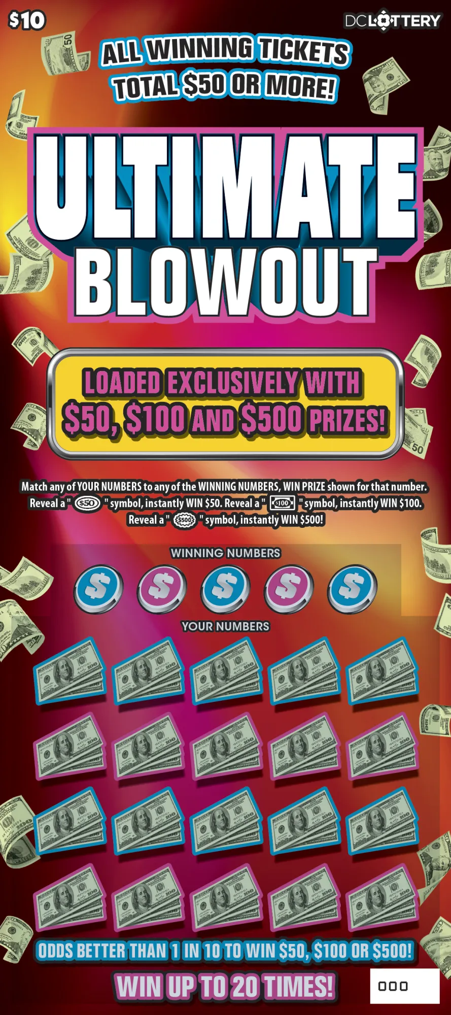Ultimate Blowout scratch-off ticket from Washington DC Lottery