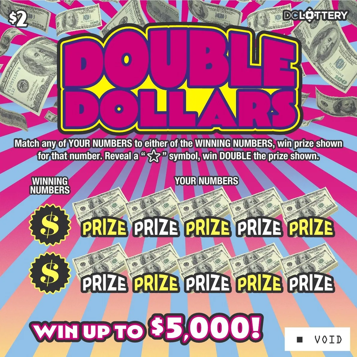 Double Dollars scratcher from Washington DC Lottery