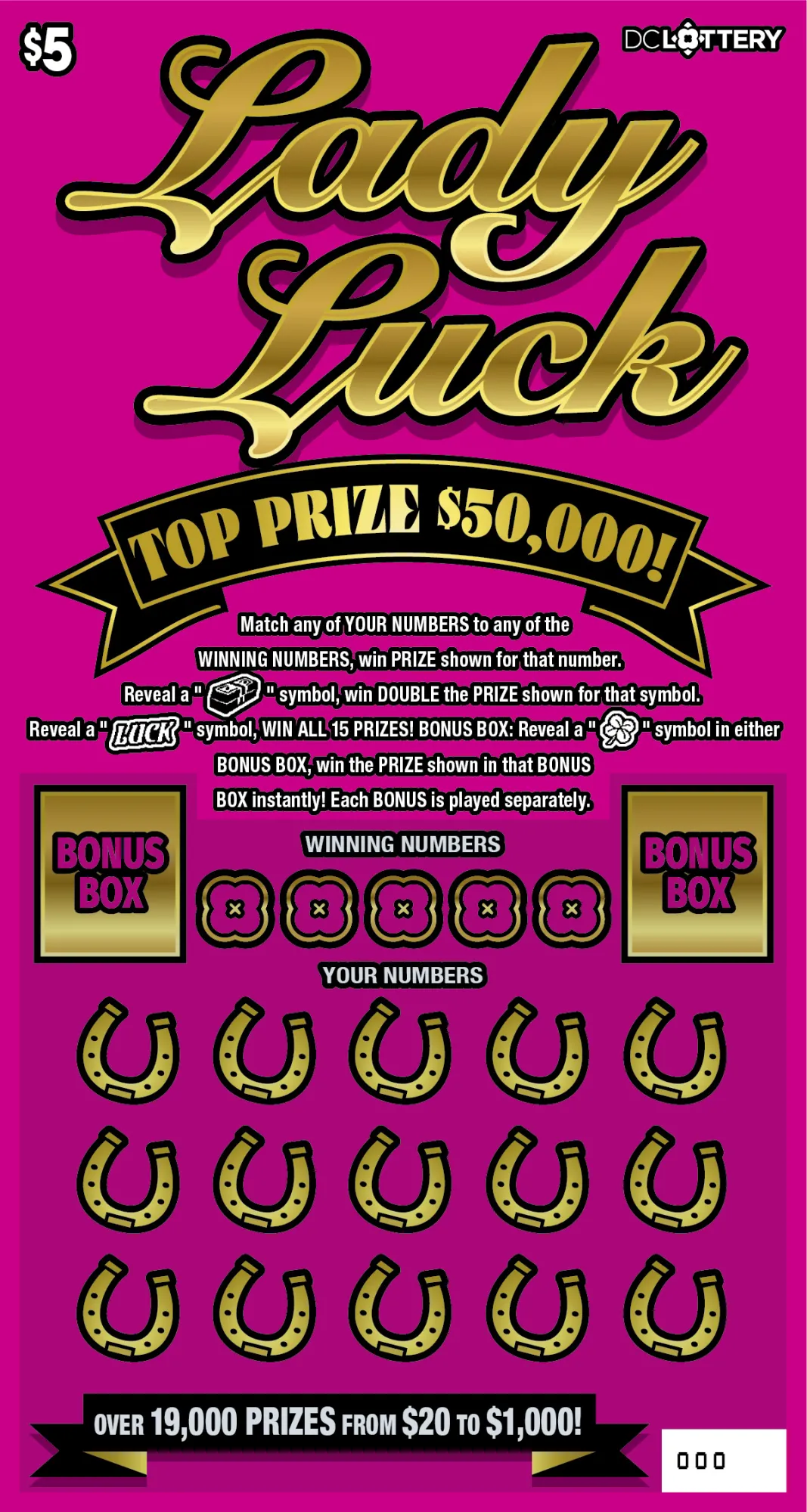 Lady Luck scratcher from Washington DC Lottery