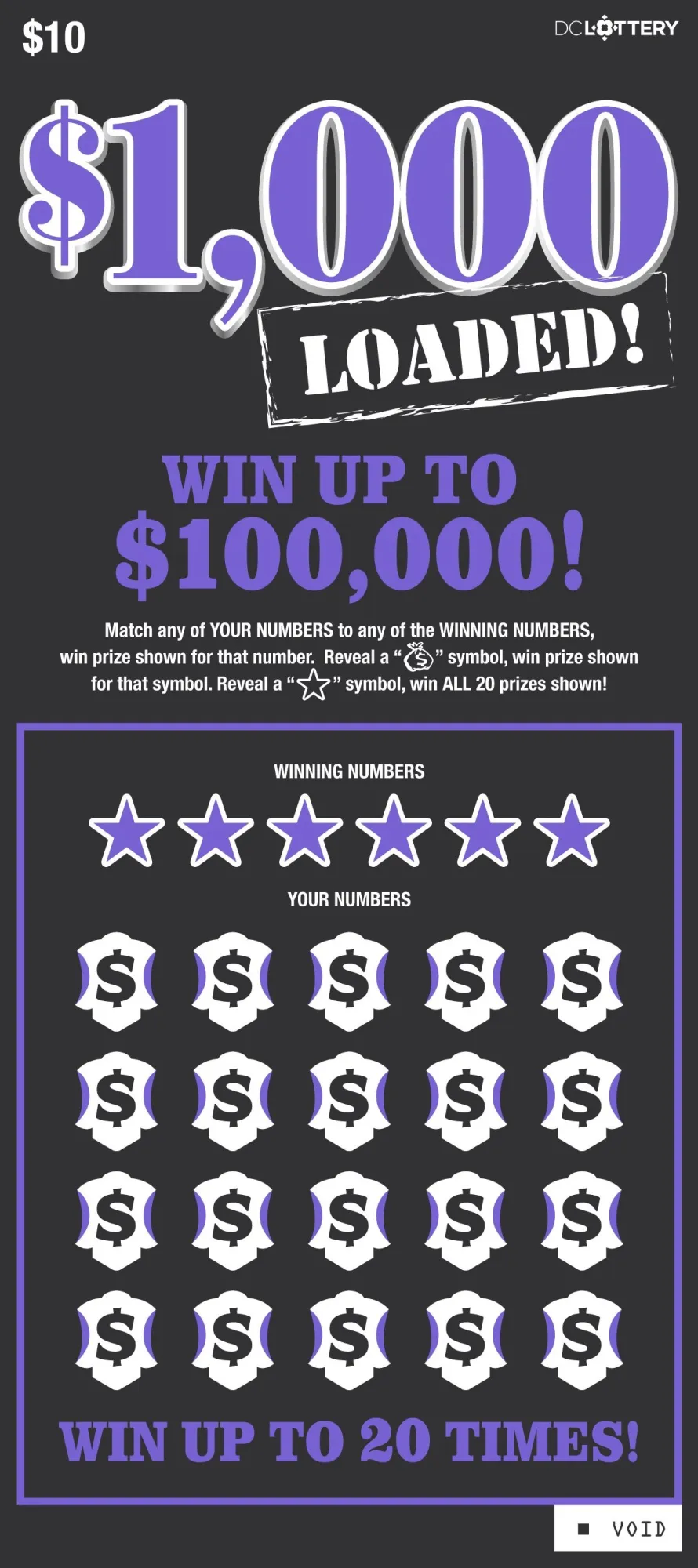 $1,000 Loaded scratcher from Washington DC Lottery