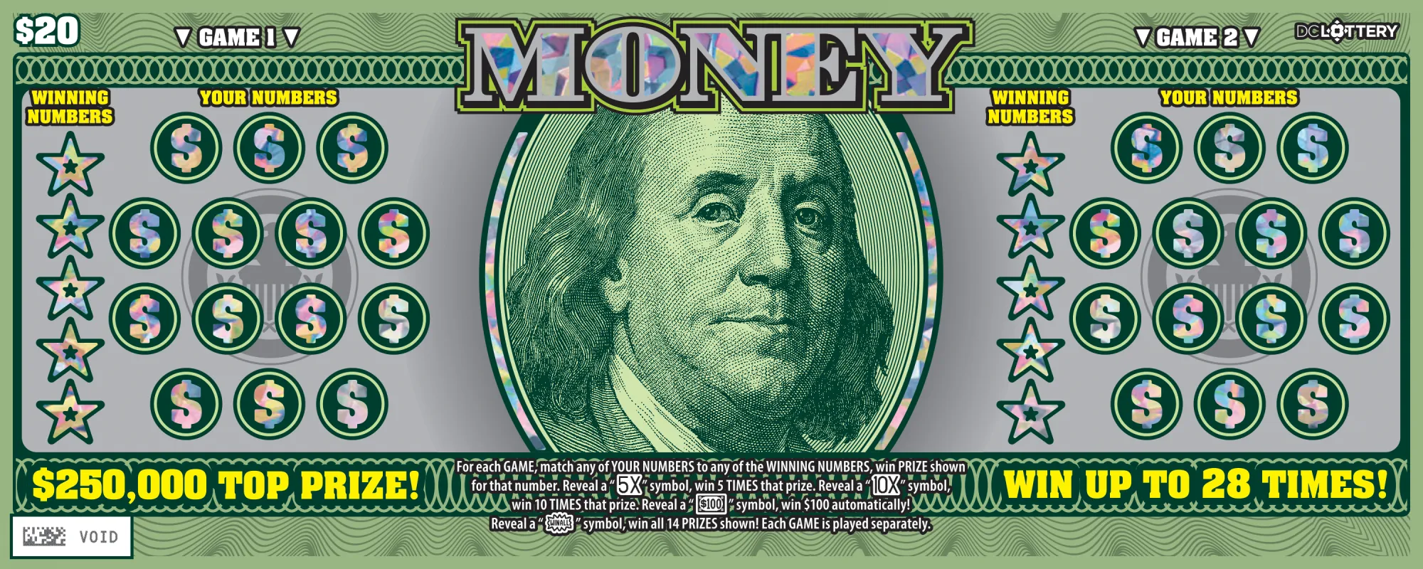 Money scratcher from Washington DC Lottery
