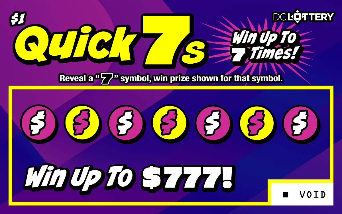 Quick 7s scratcher from Washington DC Lottery