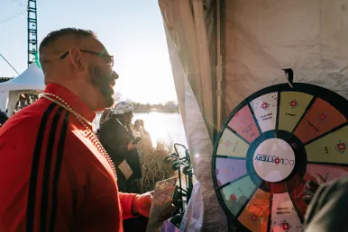 Mardi Gras 2020 Event - Player playing Wheel