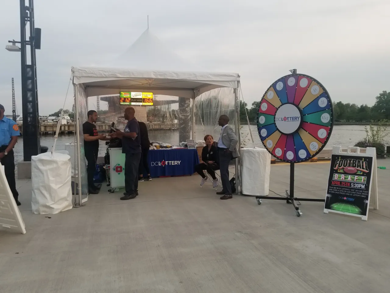 dc lottery tent and prize wheel