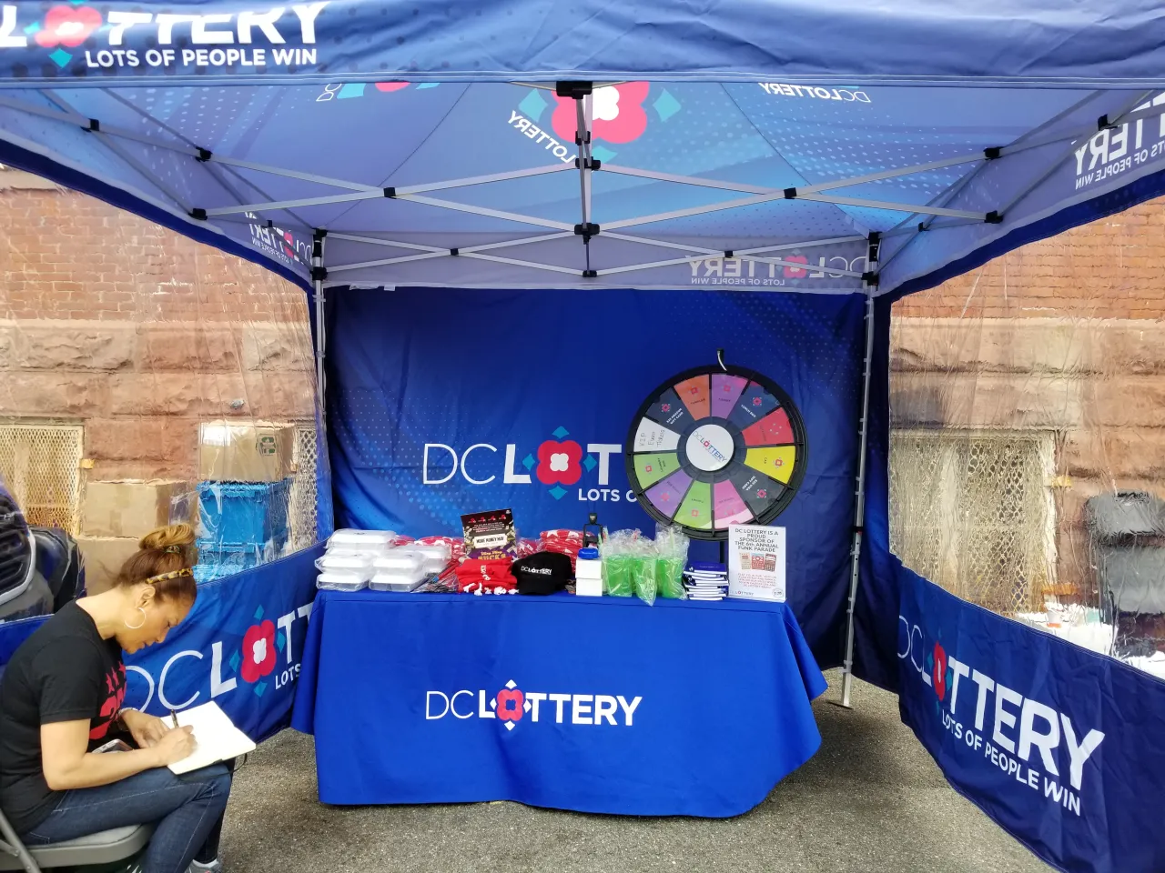 DC Lottery tent with prize Wheel and prizes